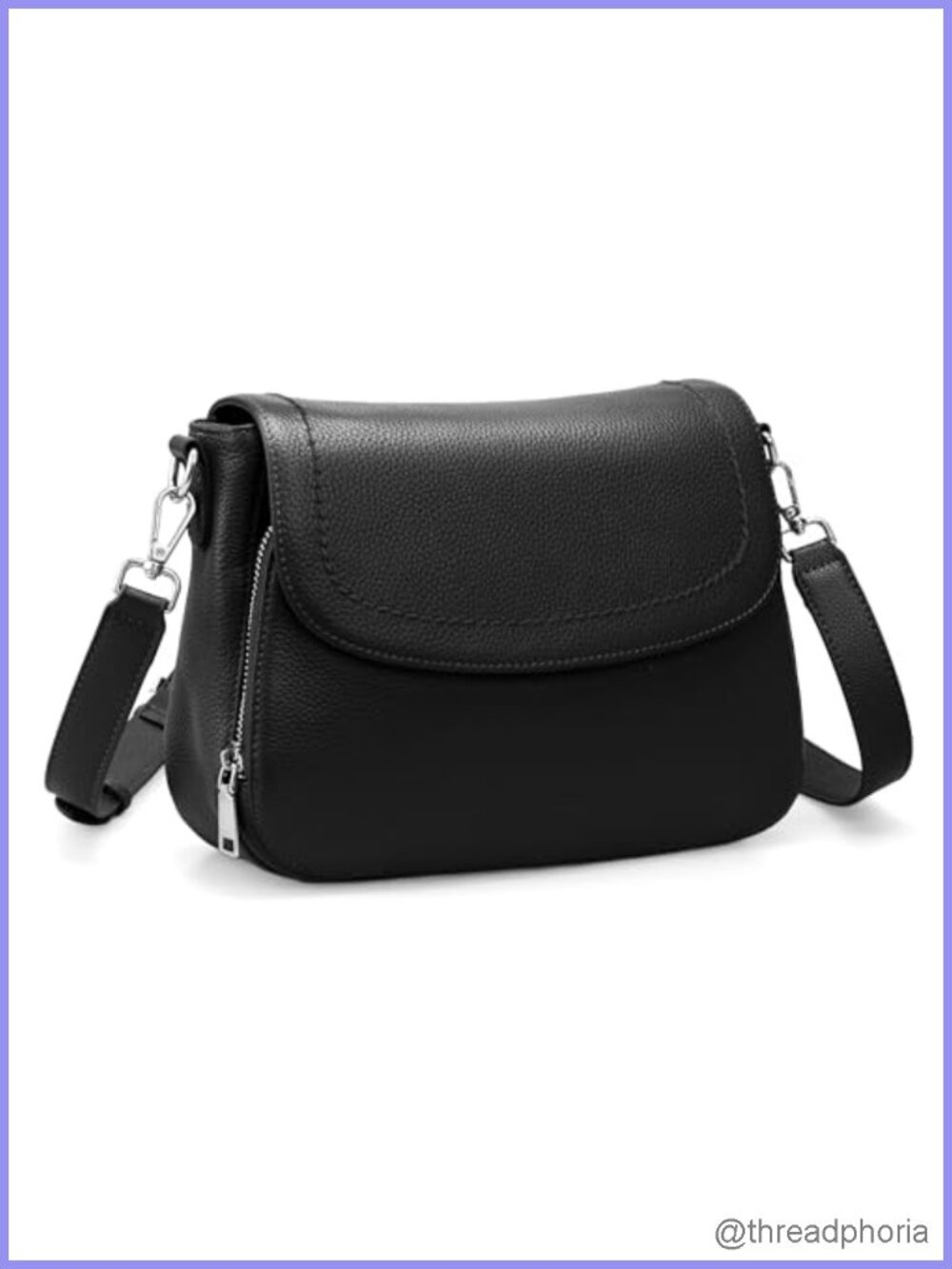 Genuine Leather Crossbody Saddle Bag with RFID Wallet